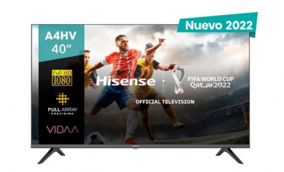 Hisense Smart TV LED 40A4HV | Pantalla de 40″ Full HD| Color Negro