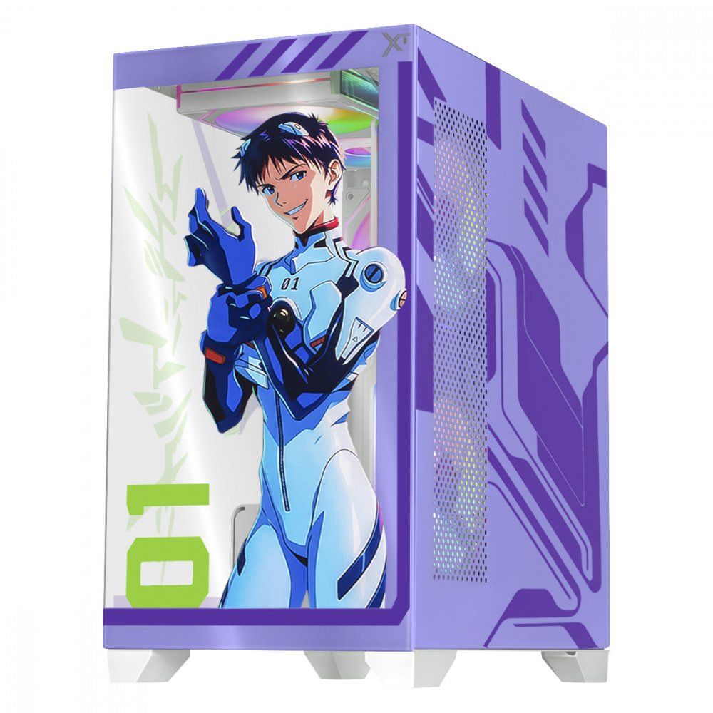 Gabinete Xtreme PC Gaming Evangelion 01 Comic| Mini-Tower| Micro-ATX/Mini-ITX| USB 2.0/3.0| sin Fuente| 5 Ventiladores Instalados| Color Morado - Imagen 2